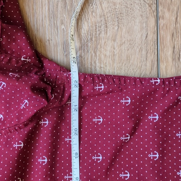 Gentlemen's Outfitters Anchor Polka Dot Short Sleeve Button Down Shirt Maroon L - Picture 6 of 9